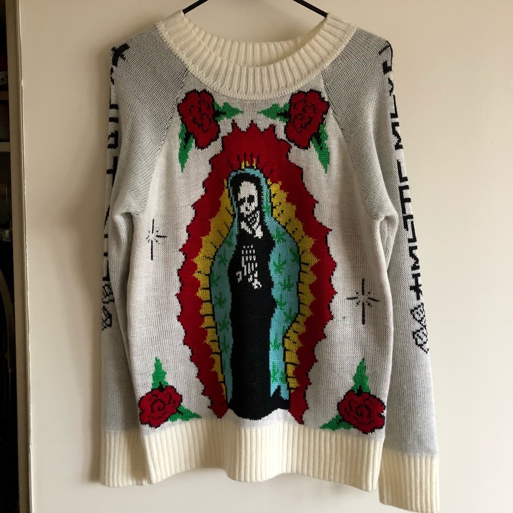 Our Lady of Guadalupe Skull Sweater, creepy!